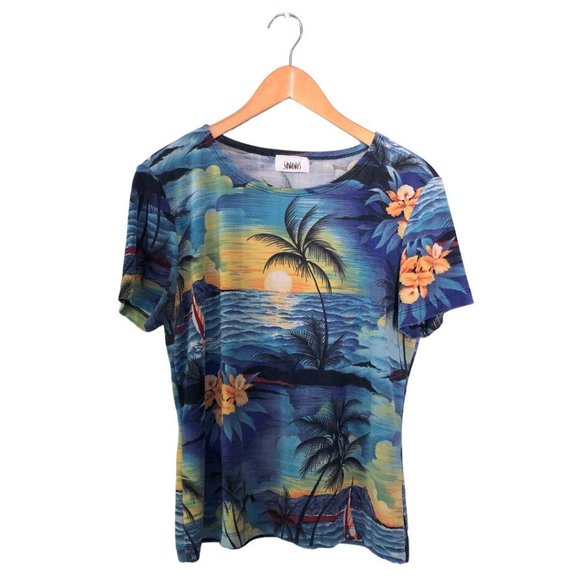 Vintage Tops - Late 90's Y2K Tropical Print Slinky Hawaiian Shirt